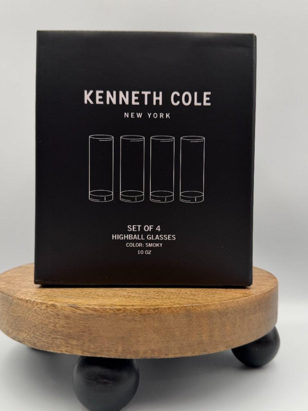 Kenneth Cole Highball Glasses Set of 4 Smokey Gradient 10 Oz NIB - Picture 7 of 10
